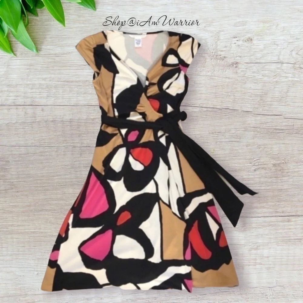 Diane Von Furstenberg abstract print silk jersey wrap dress  *Shop@iamwarrior - Picture 3 of 7
